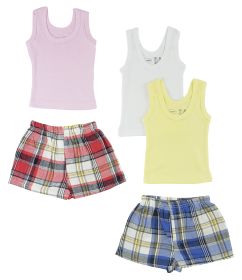 Girls Tank Tops and Boxer Shorts (Color: White/Pink, size: Newborn)