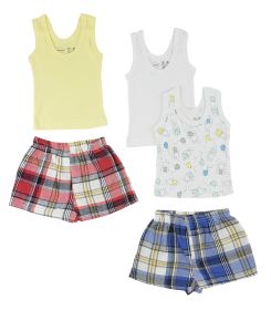 Girls Tank Tops and Boxer Shorts (Color: White/Yellow, size: Newborn)
