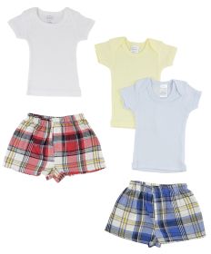 Infant Boys T-Shirts and Boxer Shorts (Color: White/Blue, size: Newborn)