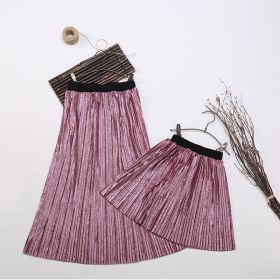 Mother-daughter Matching Outfit Simple Pleated Skirt (Option: Pink-90cm)