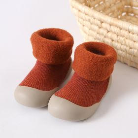 Thickened Children Sneakers Winter Super Warm Toddler Indoor Shoes Socks (Option: Orange-1819)