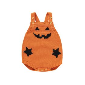 Sleeveless Halloween Jumpsuit For Baby Girls (Option: Orange-1to3M)