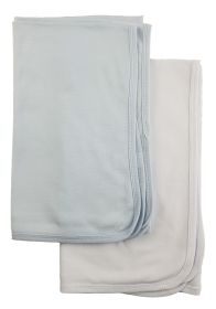 2 Receiving Blankets (Color: Blue/White, size: 30x40)