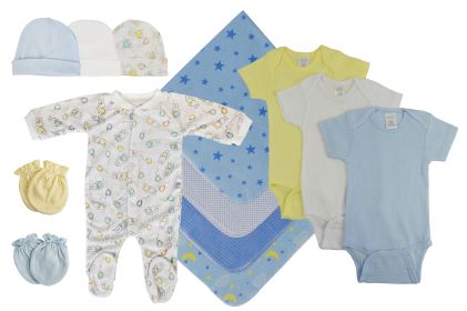 Baby Boy 13 Pc Layette Sets (Color: White/Blue, size: Newborn)