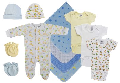 Baby Boy 12 Pc Layette Sets (Color: White/Blue, size: Newborn)