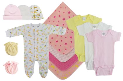 Baby Girls 13 Pc Layette Sets (Color: White/Pink, size: Newborn)