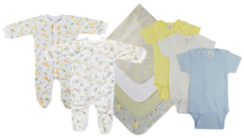 Unisex Baby 9 Pc Layette Sets (Color: White/Yellow, size: small)