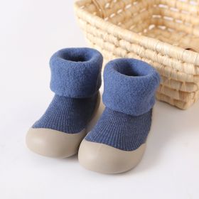 Thickened Children Sneakers Winter Super Warm Toddler Indoor Shoes Socks (Option: Blue-1819)