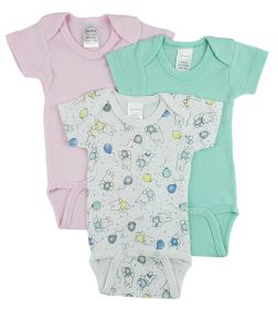 Short Sleeve One Piece 3 Pack (Color: White, size: Newborn)