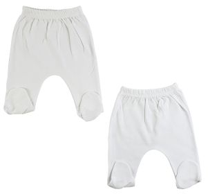 White Closed Toe Pants - 2 Pack (Color: White, size: Newborn)