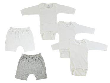Infant Long Sleeve Onezies and Shorts (Color: White/Grey, size: Newborn)