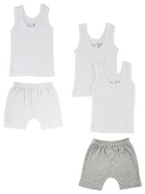 Infant Tank Tops and Pants (Color: White/Grey, size: Newborn)