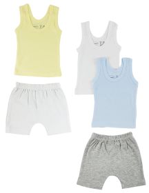 Boys Tank Tops and Pants (Color: White/Grey, size: Newborn)