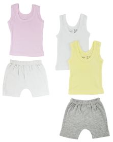Girls Tank Tops and Pants (Color: White/Grey, size: Newborn)