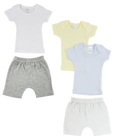 Infant Boys T-Shirts and Shorts (Color: White/Grey, size: Newborn)
