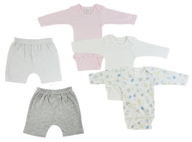 Infant Girls Long Sleeve Onezies and Shorts (Color: White/Grey, size: Newborn)