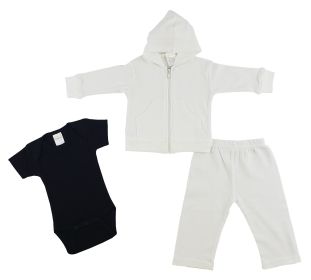 Infant Sweatshirt, Onezie and Pants - 3 pc Set (Color: Black/White, size: Newborn)