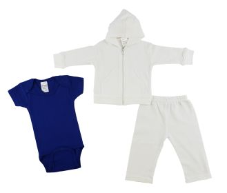 Infant Sweatshirt, Onezie and Pants - 3 pc Set (Color: Blue/White, size: Newborn)