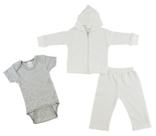 Infant Sweatshirt, Onezie and Pants - 3 pc Set (Color: Grey/White, size: Newborn)