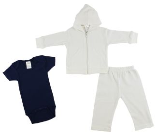 Infant Sweatshirt, Onezie and Pants - 3 pc Set (Color: Navy/White, size: Newborn)
