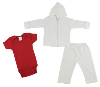 Infant Sweatshirt, Onezie and Pants - 3 pc Set (Color: Red/White, size: Newborn)