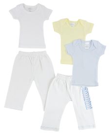 Infant Boys T-Shirts and Track Sweatpants (Color: White/Blue, size: Newborn)