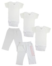 Infant Onezies and Track Sweatpants (Color: White/Pink, size: Newborn)