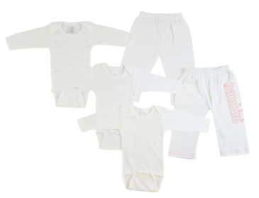 Infant Long Sleeve Onezies and Track Sweatpants (Color: White/Pink, size: small)