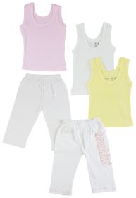 Girls Tank Tops and Track Sweatpants (Color: White/Pink, size: large)
