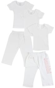 Infant T-Shirts and Track Sweatpants (Color: White/Pink, size: Newborn)