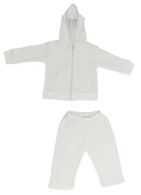 White Interlock Sweat Pants and Hoodie Set (Color: White, size: large)