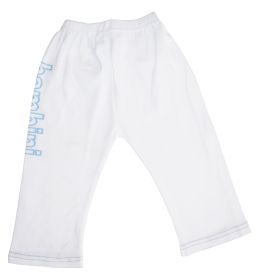 Boys White Pants with Print (Color: White, size: large)