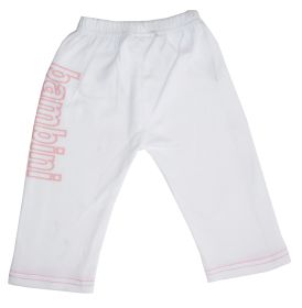Girls White Pants with Print (Color: White, size: medium)