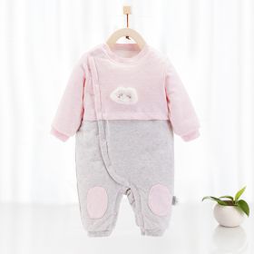 Warm Jumpsuit Newborn Cotton Crawling Suit (Option: Baby cloud powder-59cm)