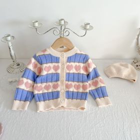 Baby Jacquard Love Long Sleeve Coat (Option: Rice apricot cardigan-66cm)