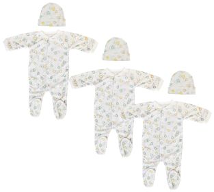 Unisex Closed-toe Sleep & Play with Caps (Pack of 6 ) (Color: White, size: Newborn)