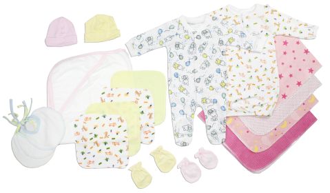 Newborn Baby Girls 18 Pc Layette Baby Shower Gift Set (Color: White/Pink, size: Newborn)