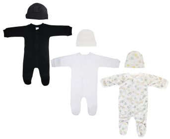Unisex Closed-toe Sleep & Play with Caps (Pack of 6 ) (Color: White/Black, size: medium)