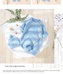 Babies' Knit Jumpsuit Male And Female Baby Sweater (Option: Blue-59cm)