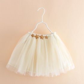 New Tutu Skirt Korean Princess Children's Mesh Dress Baby Dance Pettiskirt (Option: Beige-90cm)