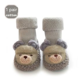 Thickened Baby Walking Floor Socks Cartoon Anti Slip (Option: Gray-S Code)