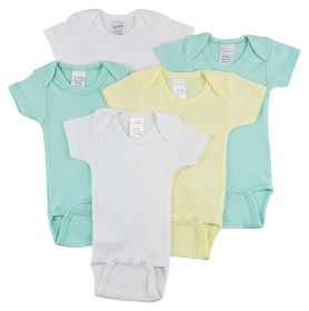 Short Sleeve One Piece 5 Pack (Color: White/Yellow, size: Newborn)