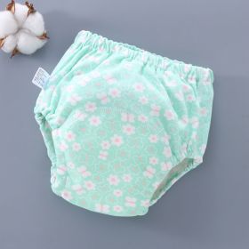 Waterproof And Leak-proof Cotton Washable Baby Urine Barrier (Option: Green flower-S)