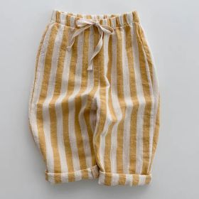 Spring and Autumn Summer Pants Vertical Breathable Boys and Girls (Option: Yellow-73cm)