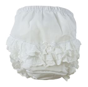 White Girl's Cotton/Poly "Fancy Pants" Underwear (Color: White, size: large)