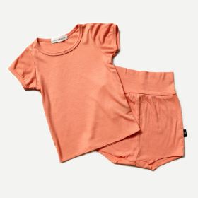 Soft Waxy Cotton Short Sleeve Belly Protection High Waist Boxer Shorts (Option: Orange-110cm)