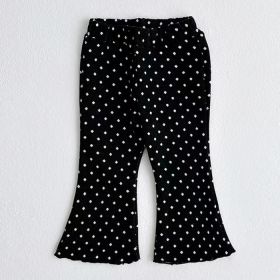 Western Style Bell-bottom Pants Baby Girl Fungus (Option: Black Polka Dot-120cm)