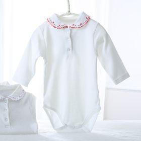 Baby Girl's Pure Cotton Lapel Triangle Romper (Option: Red-80cm)