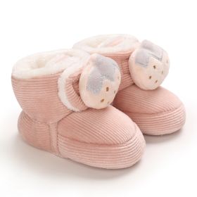 Baby Cotton-padded Winter High-top Children's Cartoon Cute Toddler Soft Bottom Boot (Option: Pink-11cm)