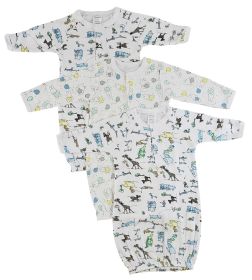 Infant Gowns - 3 Pack (Color: Print, size: Newborn)